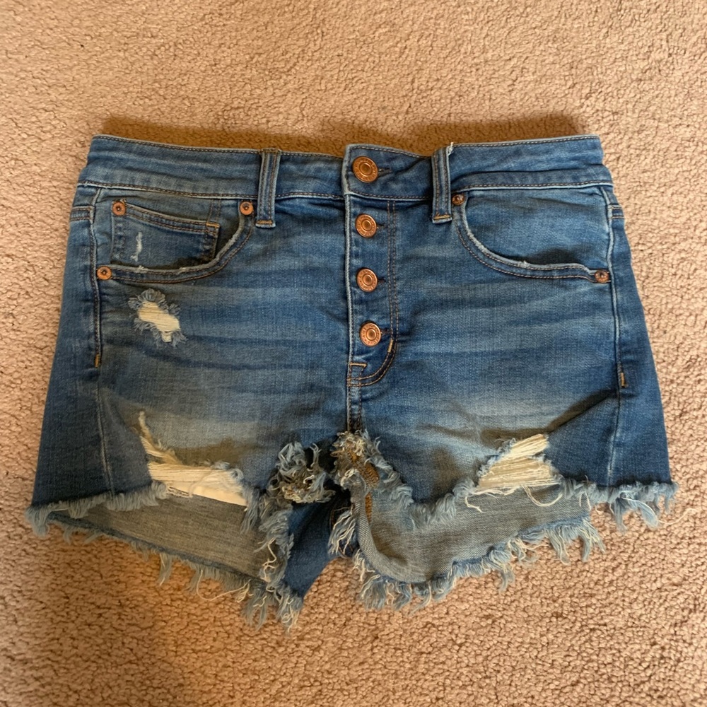 High rise denim shorts